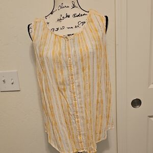 Lucky Brand Striped Yellow and White Sleeveless Top